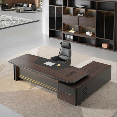 Bàn giám đốc hình chữ L mặt gỗ kèm tủ phụ đa năng, DKFBGD68