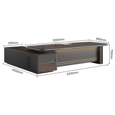 Bàn giám đốc hình chữ L mặt gỗ kèm tủ phụ đa năng, DKFBGD68