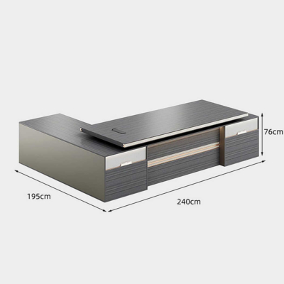 Bàn giám đốc 2m4 chữ L thông minh, kết hợp tủ phụ tiện lợi DKFBGD69