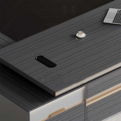 Bàn giám đốc 2m4 chữ L thông minh, kết hợp tủ phụ tiện lợi DKFBGD69