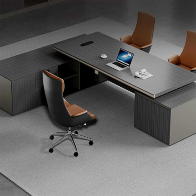 Bàn giám đốc 2m4 chữ L thông minh, kết hợp tủ phụ tiện lợi DKFBGD69