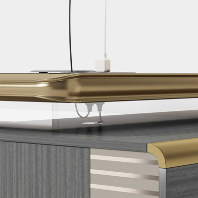 Bàn giám đốc hiện đại chữ L kết hợp các đường viền ánh vàng DKFBGD72-1