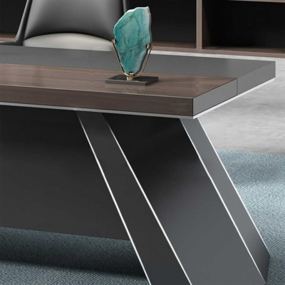 Bàn giám đốc chữ L kết hợp tủ phụ đa năng, chân bàn độc đáo DKFBGD73-1