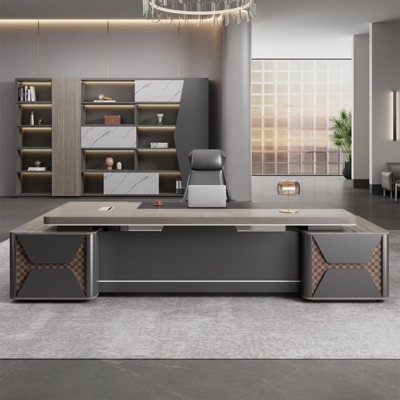 Bàn giám đốc 2m2 kèm tủ phụ, tích hợp nắp đi dây điện tiện lợi DKFBGD76-1