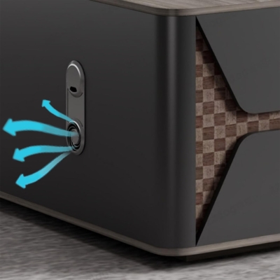 Bàn giám đốc 2m2 kèm tủ phụ, tích hợp nắp đi dây điện tiện lợi DKFBGD76-1