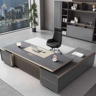 Bàn giám đốc bằng gỗ chữ L kèm tủ phụ đa năng, trang trí lạ mắt DKFBGD78