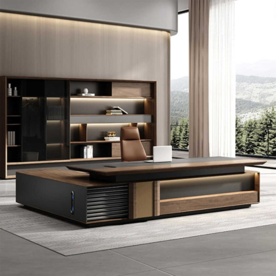 Bàn giám đốc gỗ công nghiệp cao cấp kèm tủ phụ thông minh DKFBGD79