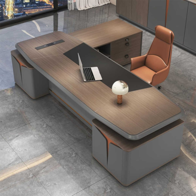 Bàn giám đốc chữ L trang trí độc đáo tích hợp tủ phụ đa năng DKFBGD80