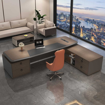Bàn giám đốc chữ L trang trí độc đáo tích hợp tủ phụ đa năng DKFBGD80