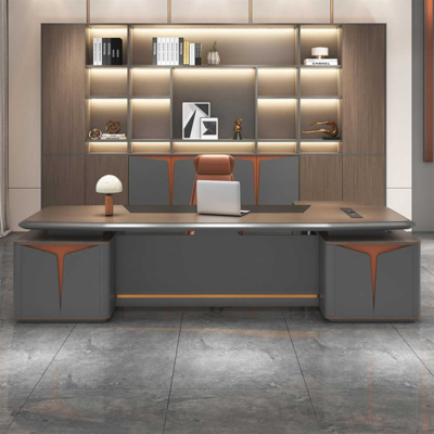 Bàn giám đốc chữ L trang trí độc đáo tích hợp tủ phụ đa năng DKFBGD80