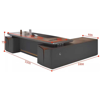 Bàn giám đốc chữ L trang trí độc đáo tích hợp tủ phụ đa năng DKFBGD80