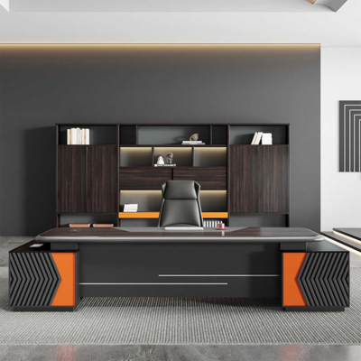 Bàn giám đốc chữ L cao cấp kết hợp tủ phụ đa năng DKFBGD81-1