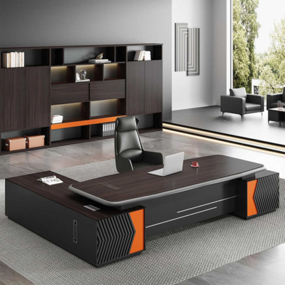Bàn giám đốc chữ L cao cấp kết hợp tủ phụ đa năng DKFBGD81-1