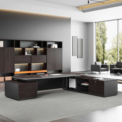 Bàn giám đốc chữ L cao cấp kết hợp tủ phụ đa năng DKFBGD81-1