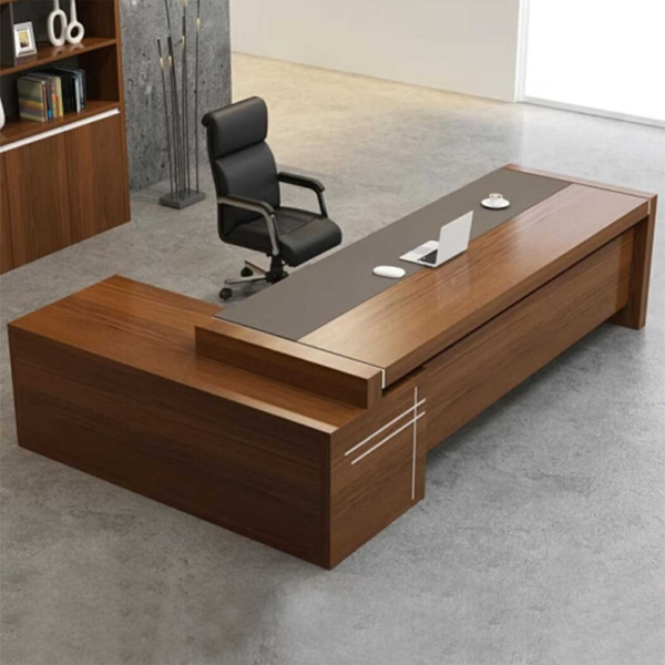 Bàn giám đốc bằng gỗ chữ L cao cấp kết hợp tủ phụ đa năng DKFBGD82