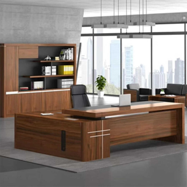 Bàn giám đốc bằng gỗ chữ L cao cấp kết hợp tủ phụ đa năng DKFBGD82