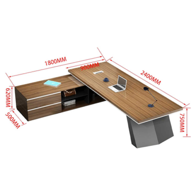 Bàn giám đốc hình chữ L kết hợp tủ phụ đa năng, chân bàn độc đáo DKFBGD83