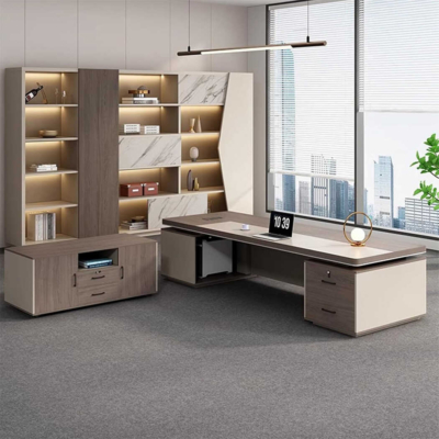 Bàn giám đốc gỗ kết hợp tủ phụ đa năng dạng rời DKFBGD84-1