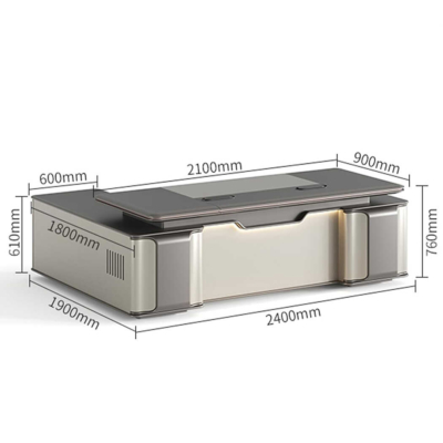 Bàn giám đốc bằng gỗ hình chữ L kèm tủ phụ, tích hợp đèn LED độc đáo DKFBGD85