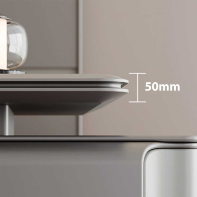 Bàn giám đốc bằng gỗ hình chữ L kèm tủ phụ, tích hợp đèn LED độc đáo DKFBGD85