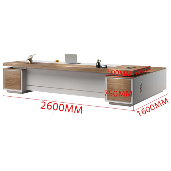 Bàn giám đốc chữ L kèm tủ phụ thông minh, yếm bàn dạng kín tinh tế DKFBGD86