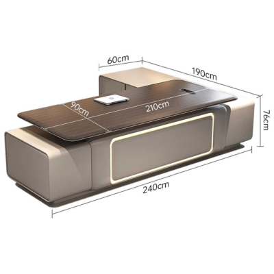 Bàn giám đốc hiện đại chữ L, kèm tủ phụ, đèn LED tiện lợi DKFBGD87