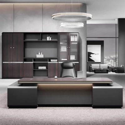 Bàn giám đốc gỗ mdf dáng chữ L kèm tủ phụ đa năng DKFBGD88