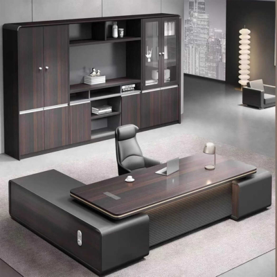 Bàn giám đốc gỗ mdf dáng chữ L kèm tủ phụ đa năng DKFBGD88