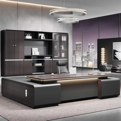 Bàn giám đốc gỗ mdf dáng chữ L kèm tủ phụ đa năng DKFBGD88