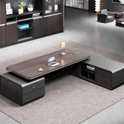 Bàn giám đốc gỗ mdf dáng chữ L kèm tủ phụ đa năng DKFBGD88