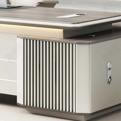 Bàn giám đốc chữ L kèm tủ phụ, yếm bàn lượn sóng đẹp mắt DKFBGD89