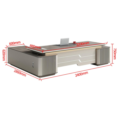 Bàn giám đốc chữ L kèm tủ phụ, yếm bàn lượn sóng đẹp mắt DKFBGD89