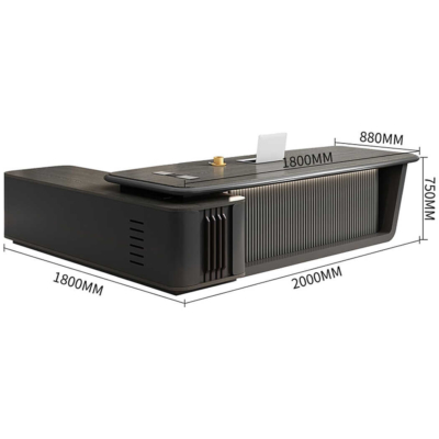 Bàn giám đốc bằng gỗ hình chữ L kèm tủ phụ, chân bàn độc đáo DKFBGD90