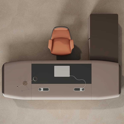 Bàn giám đốc gỗ chữ L kèm tủ phụ, yếm bàn lửng DKFBGD91