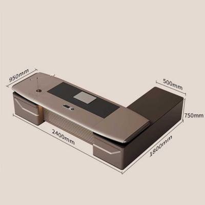 Bàn giám đốc gỗ chữ L kèm tủ phụ, yếm bàn lửng DKFBGD91