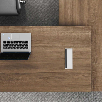 Bàn giám đốc bằng gỗ chữ L, yếm bàn dạng kín kèm đèn LED DKFBGD92