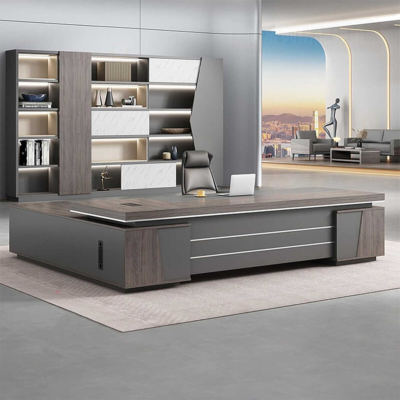 Bàn giám đốc gỗ hình chữ L kèm tủ phụ thông minh DKFBGD93