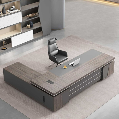 Bàn giám đốc gỗ hình chữ L kèm tủ phụ thông minh DKFBGD93