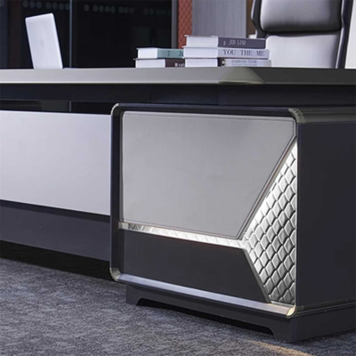 Bàn giám đốc chữ L kèm tủ phụ, chân bàn trang trí ấn tượng DKFBGD94