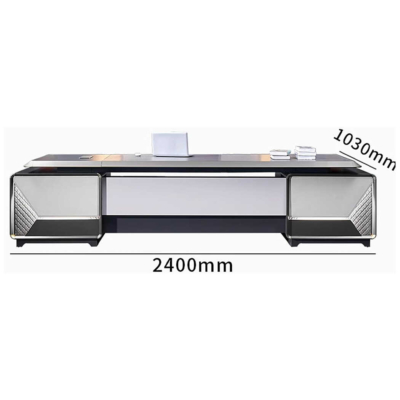 Bàn giám đốc chữ L kèm tủ phụ, chân bàn trang trí ấn tượng DKFBGD94