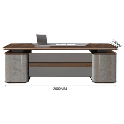 Bàn giám đốc hiện đại màu nâu gỗ, dáng chữ L kèm tủ phụ DKFBGD96