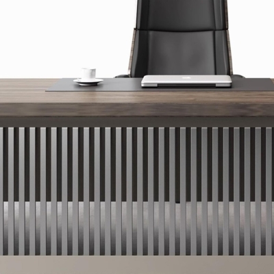 Bàn giám đốc sang trọng, yếm bàn độc đáo, có nắp nhôm đi dây điện DKFBGD97