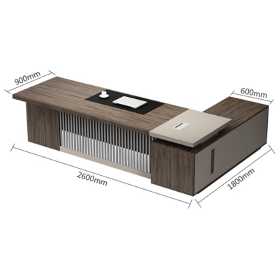 Bàn giám đốc sang trọng, yếm bàn độc đáo, có nắp nhôm đi dây điện DKFBGD97