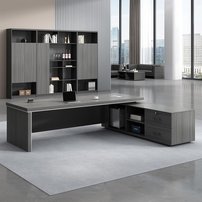 Bàn giám đốc đơn giản kèm tủ phụ nhiều ngăn kéo và hộc tủ DKFBGD98