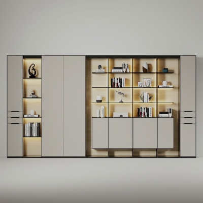 Tủ giám đốc cao cấp 3 buồng kết hợp đèn LED trang trí DKTGD44