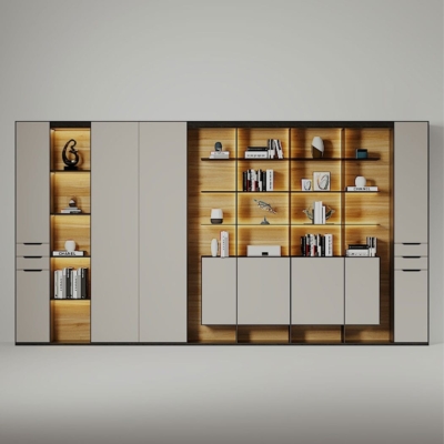 Tủ giám đốc cao cấp 3 buồng kết hợp đèn LED trang trí DKTGD44