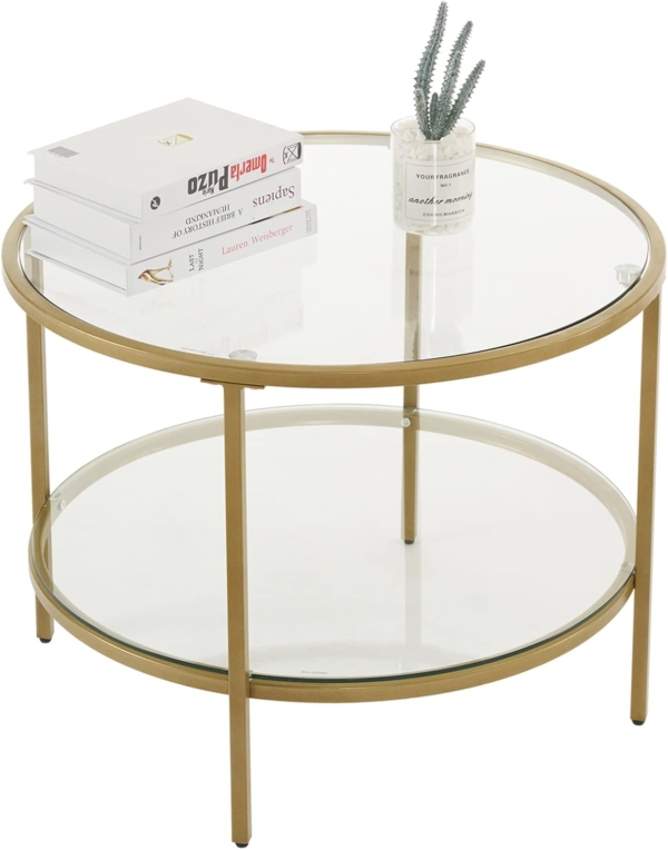 Bàn cà phê tròn mặt kính nhỏ gọn cho phòng khách BPK03