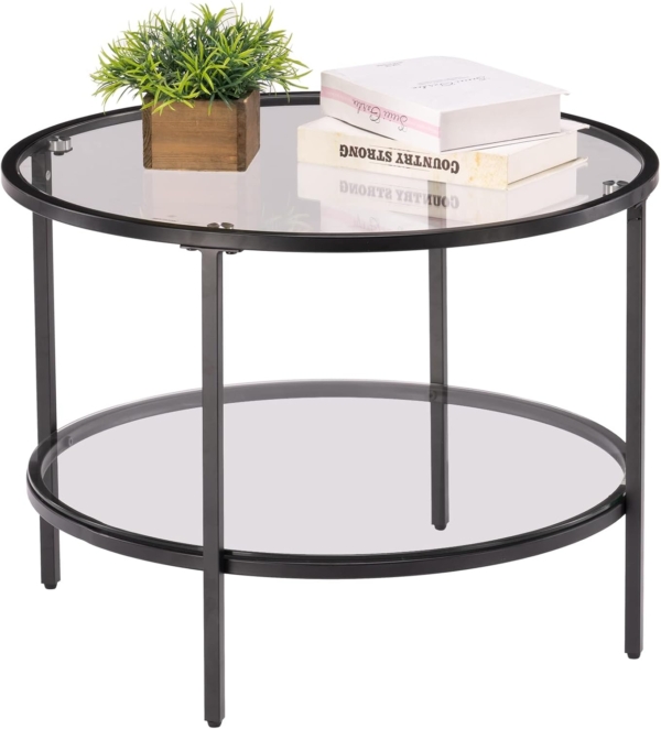 Bàn cà phê tròn mặt kính nhỏ gọn cho phòng khách BPK03
