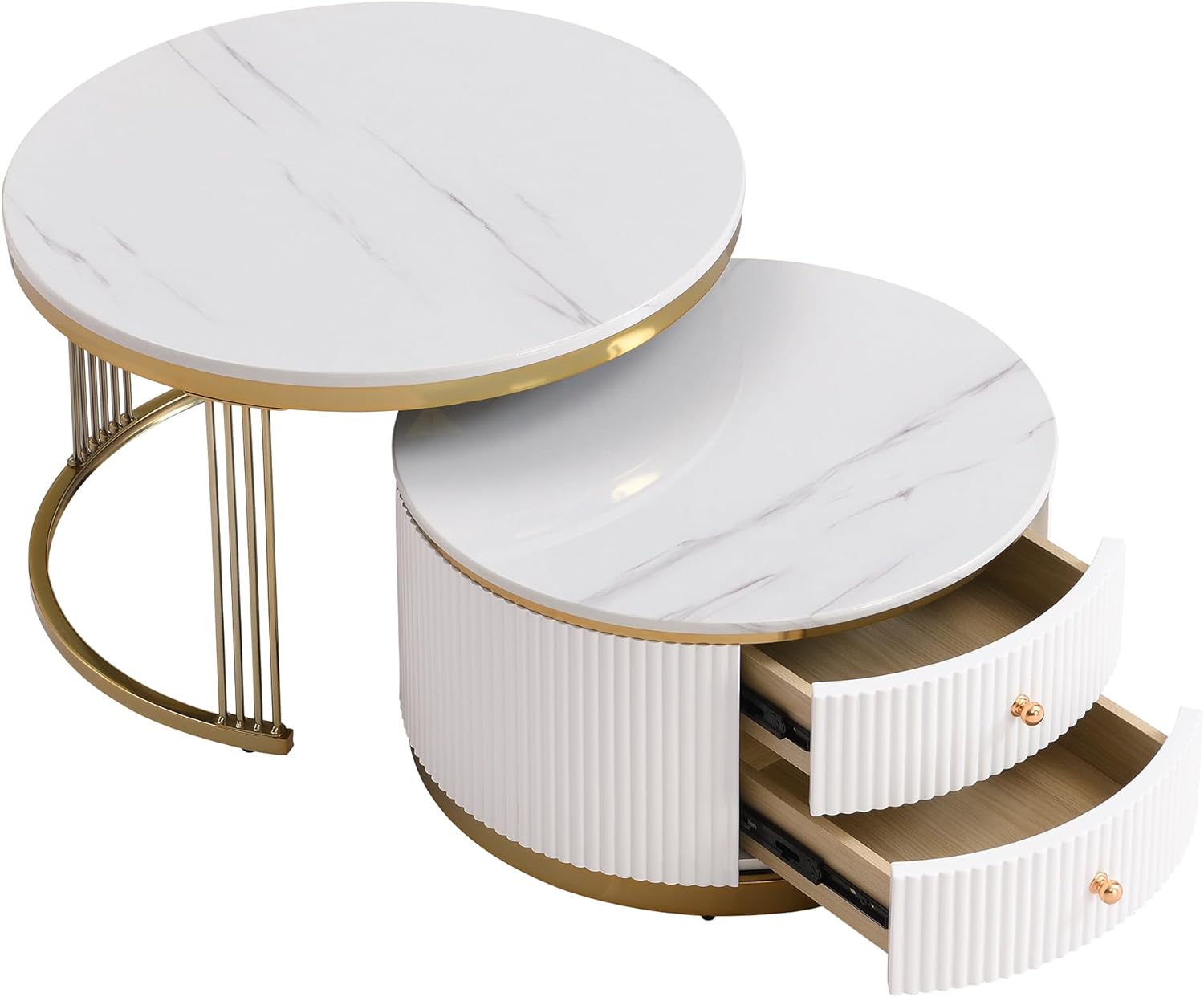 Bàn trà phòng khách tròn có ngăn kéo sang trọng BPK06