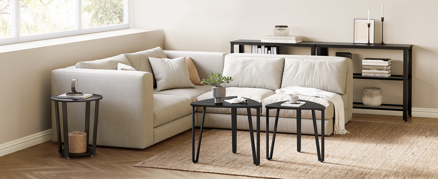 Bộ 2 bàn trà phòng khách lồng nhau hình tam giác độc đáo BPK07